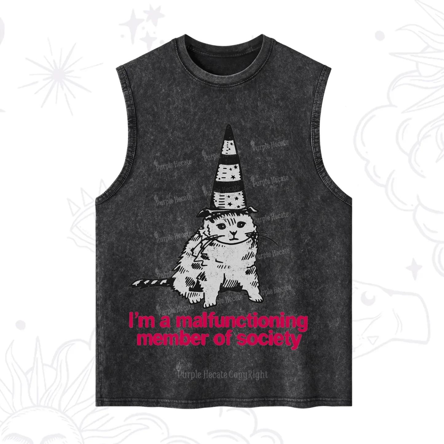 Purplehecate Social Anxiety Cat Washed Tank