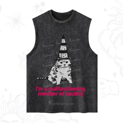 Purplehecate Social Anxiety Cat Washed Tank