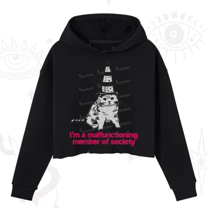Purplehecate Social Anxiety Cat Crop Hoodie