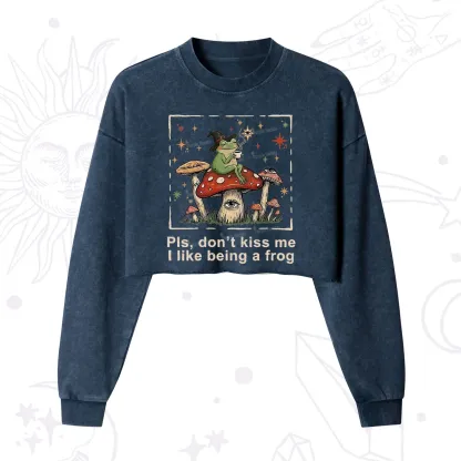 Purplehecate Please Don't Kiss Me I like Being A Frog Cropped Washed Sweatshirt