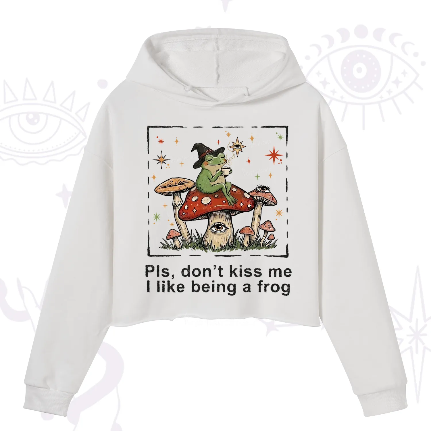 Purplehecate Please Don't Kiss Me I like Being A Frog Crop Hoodie
