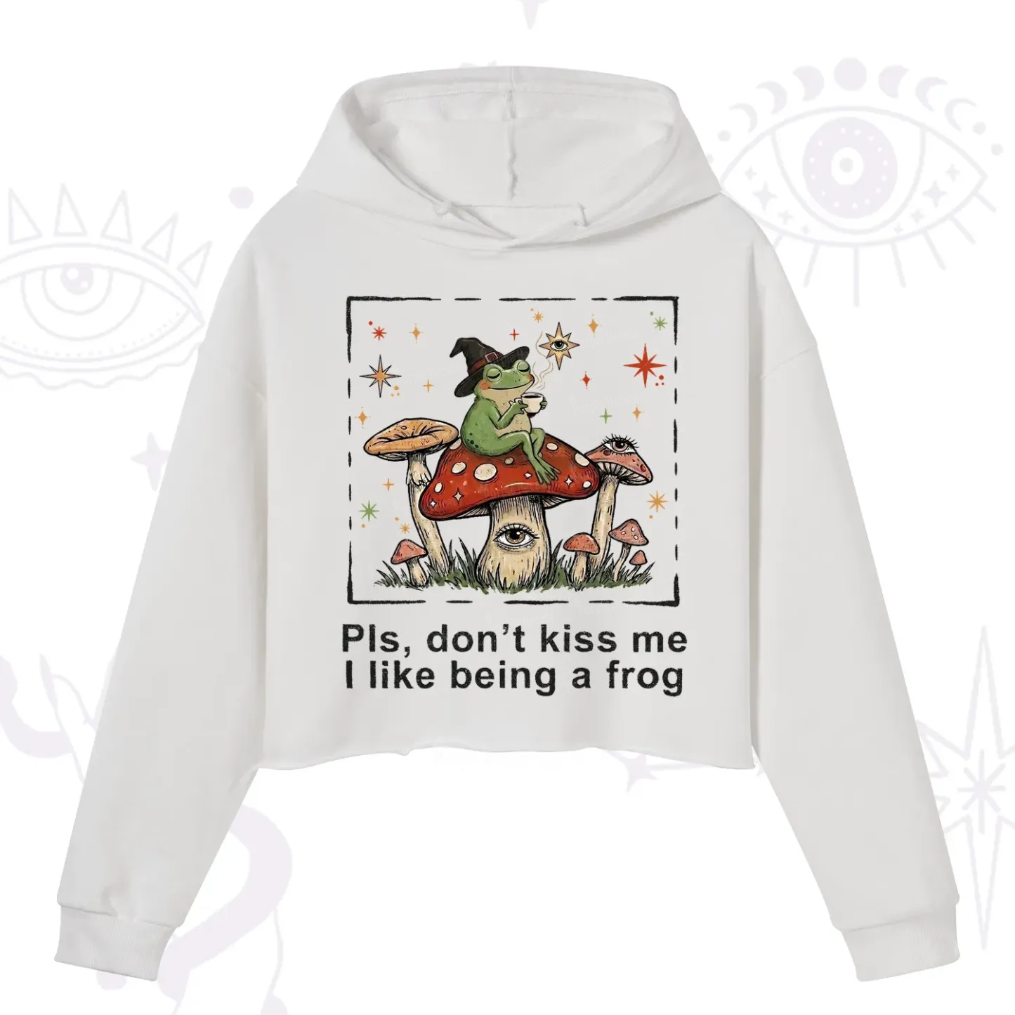 Purplehecate Please Don't Kiss Me I like Being A Frog Crop Hoodie