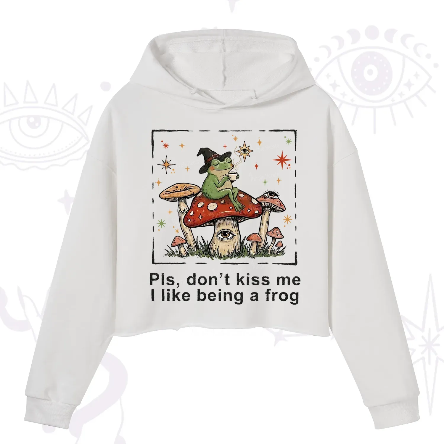 Purplehecate Please Don't Kiss Me I like Being A Frog Crop Hoodie