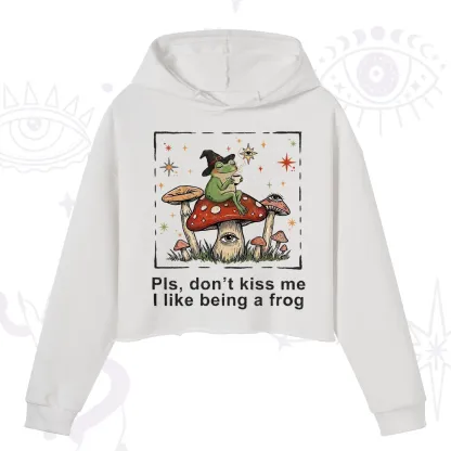 Purplehecate Please Don't Kiss Me I like Being A Frog Crop Hoodie