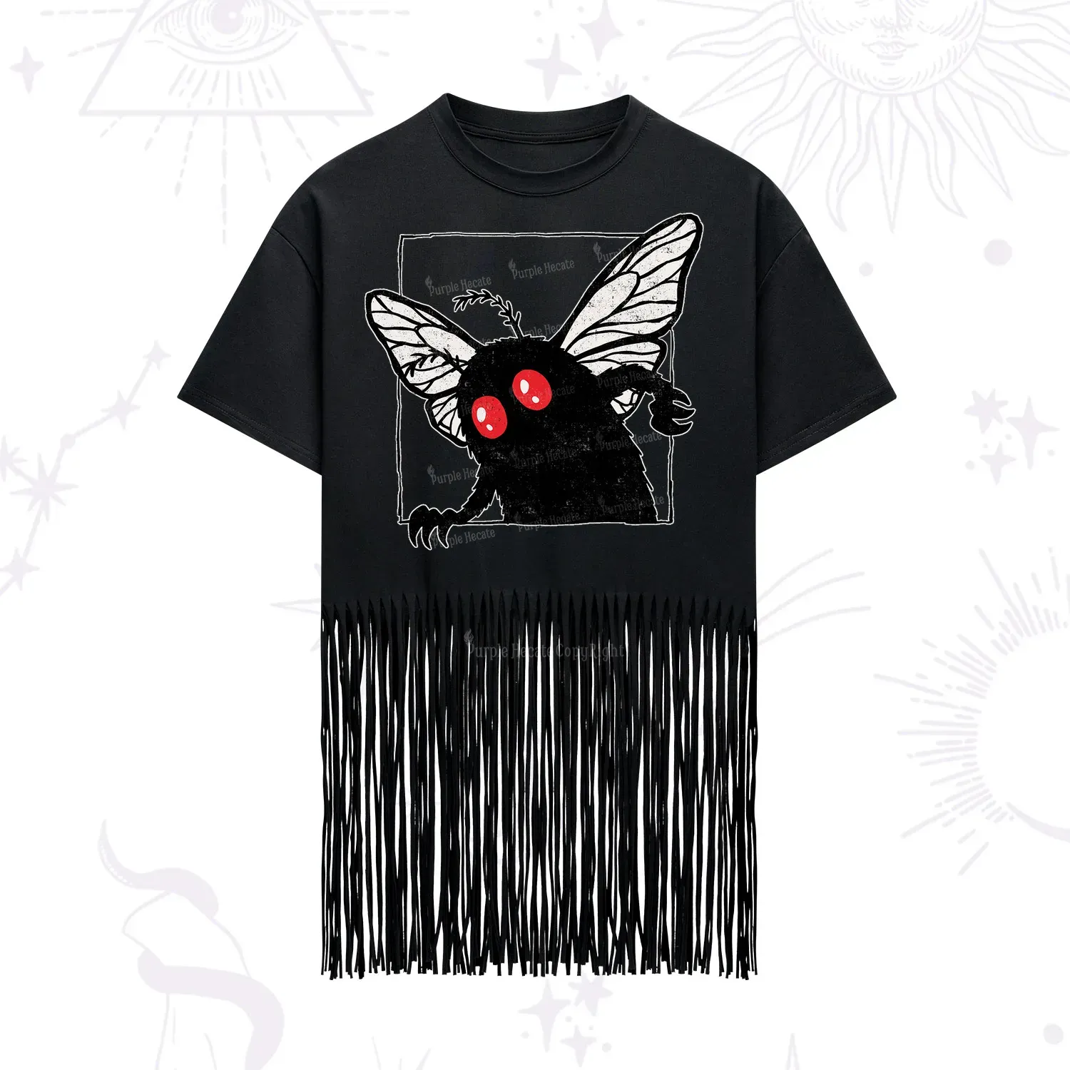 Purplehecate The Curious Mothman Fringe Hem T-Shirt