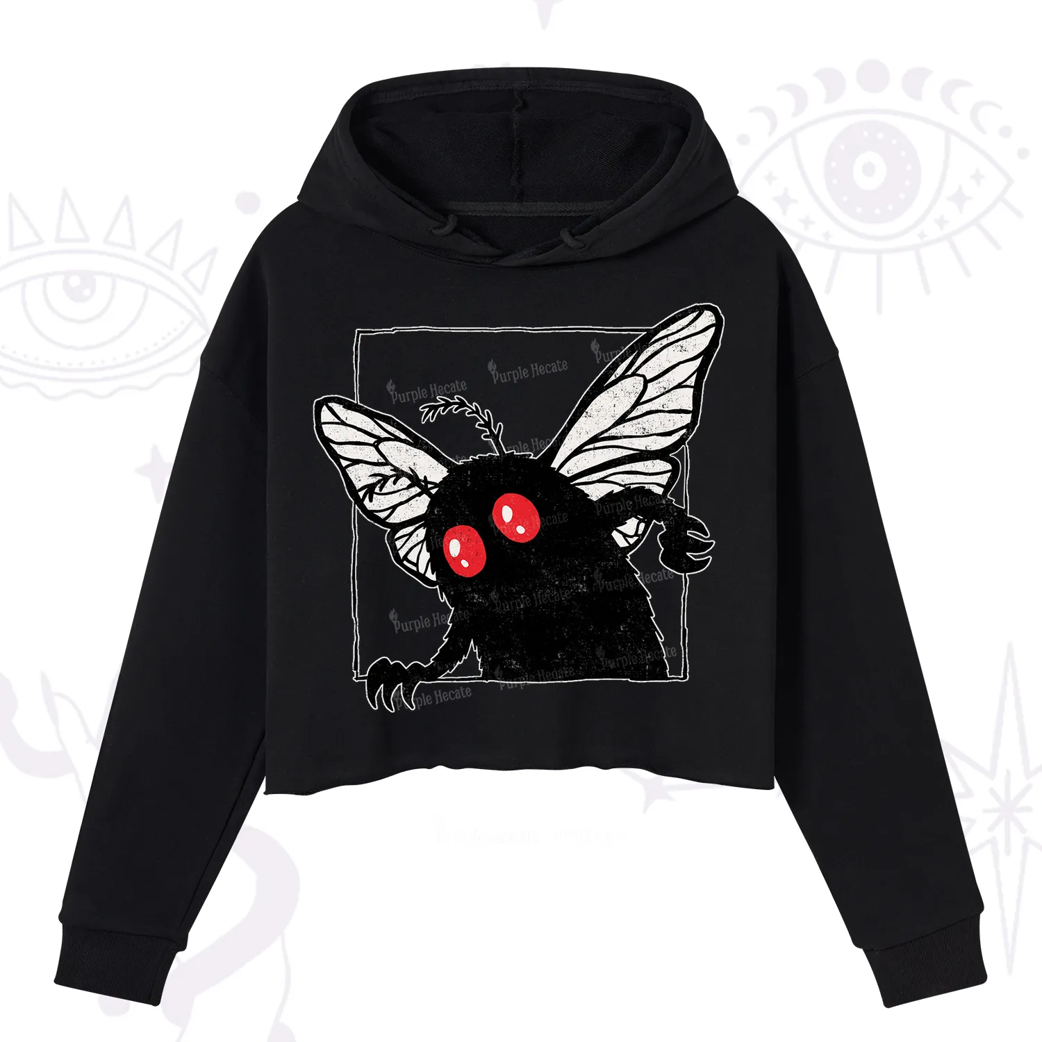 Purplehecate The Curious Mothman Crop Hoodie