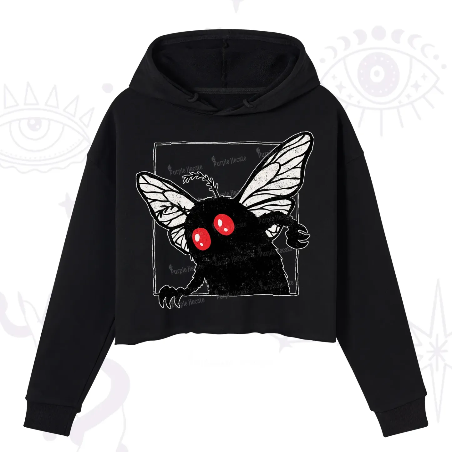 Purplehecate The Curious Mothman Crop Hoodie