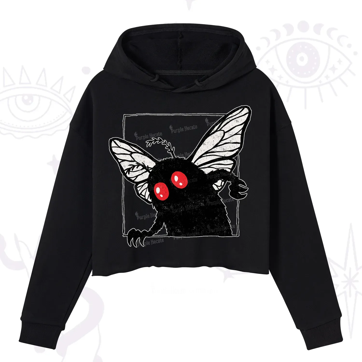 Purplehecate The Curious Mothman Crop Hoodie
