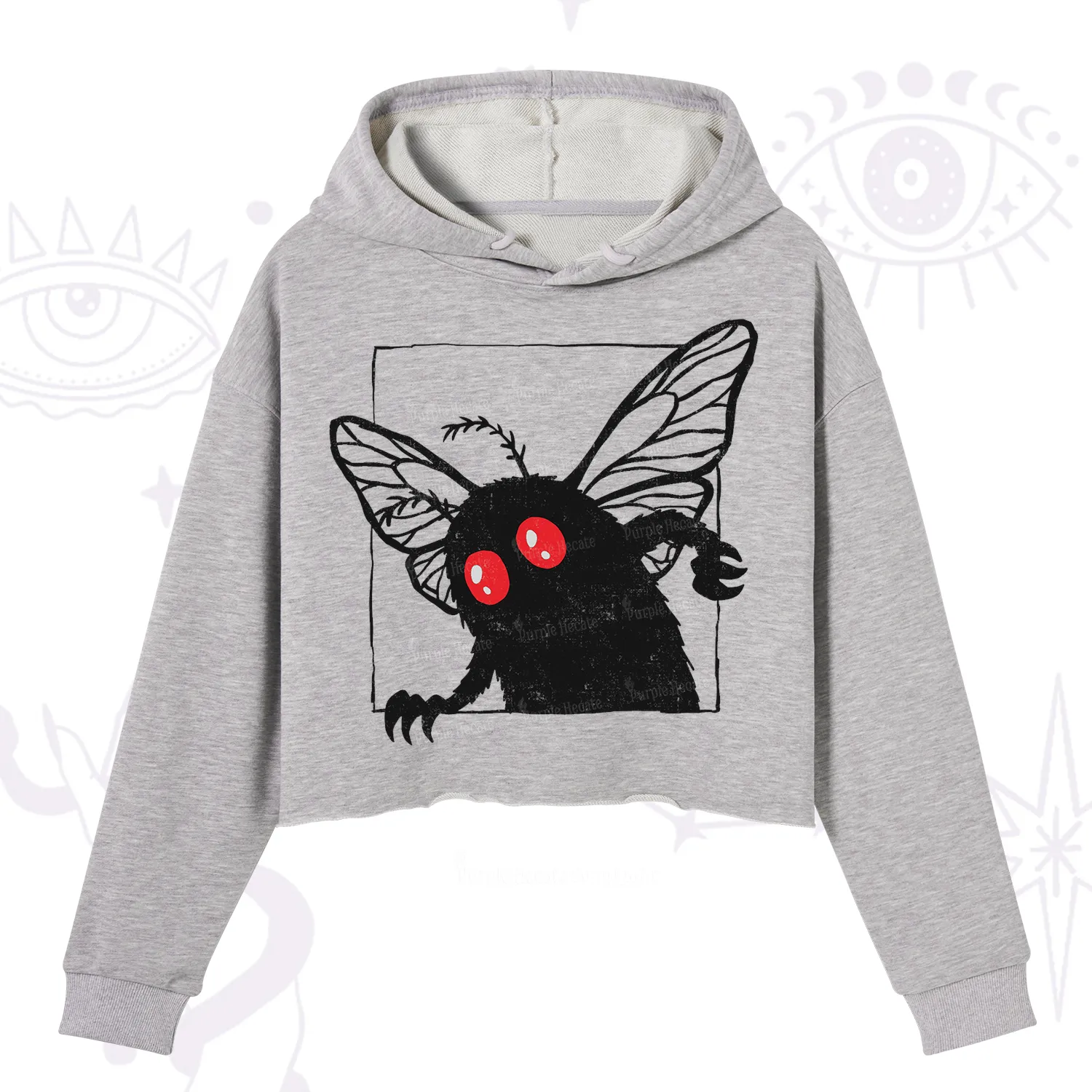 Purplehecate The Curious Mothman Crop Hoodie