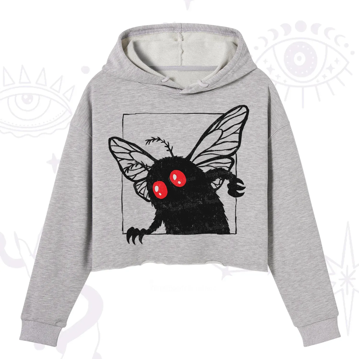 Purplehecate The Curious Mothman Crop Hoodie