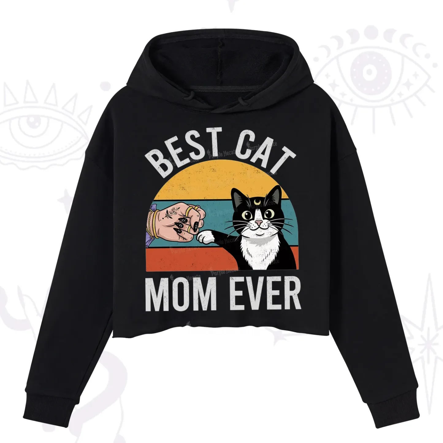 Purplehecate Best Cat Mom Ever Crop Hoodie