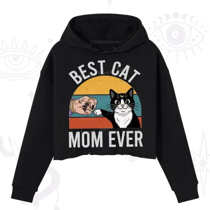 Purplehecate Best Cat Mom Ever Crop Hoodie