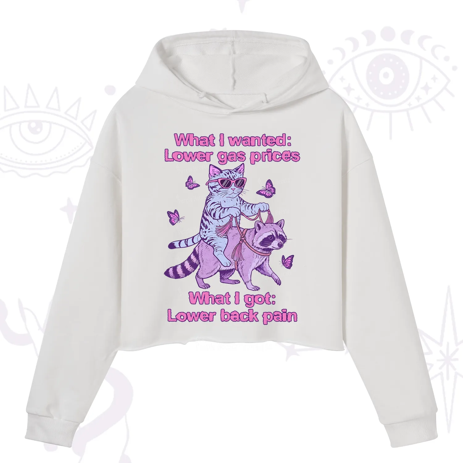 Purplehecate Lower Gas Prices Lower Back Pain Cat Crop Hoodie