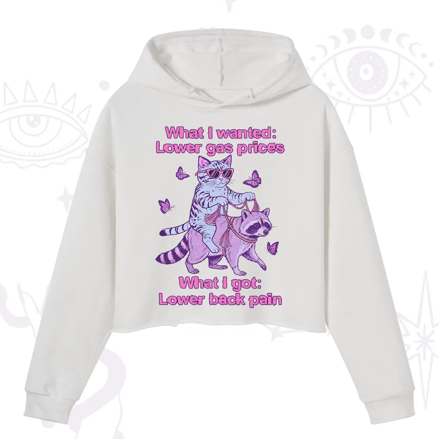 Purplehecate Lower Gas Prices Lower Back Pain Cat Crop Hoodie