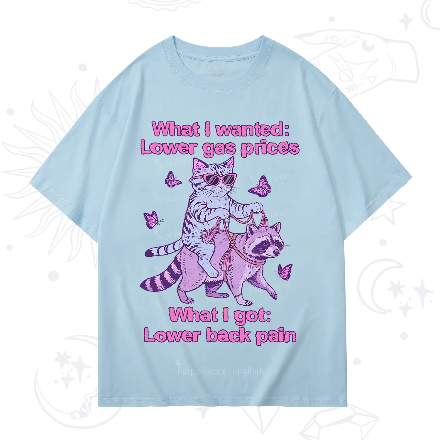 Purplehecate Lower Gas Prices Lower Back Pain Cat T-Shirt