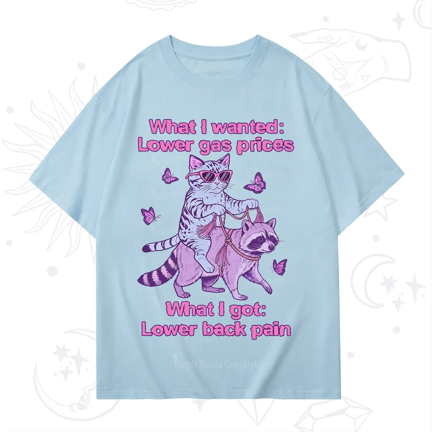 Purplehecate Lower Gas Prices Lower Back Pain Cat T-Shirt