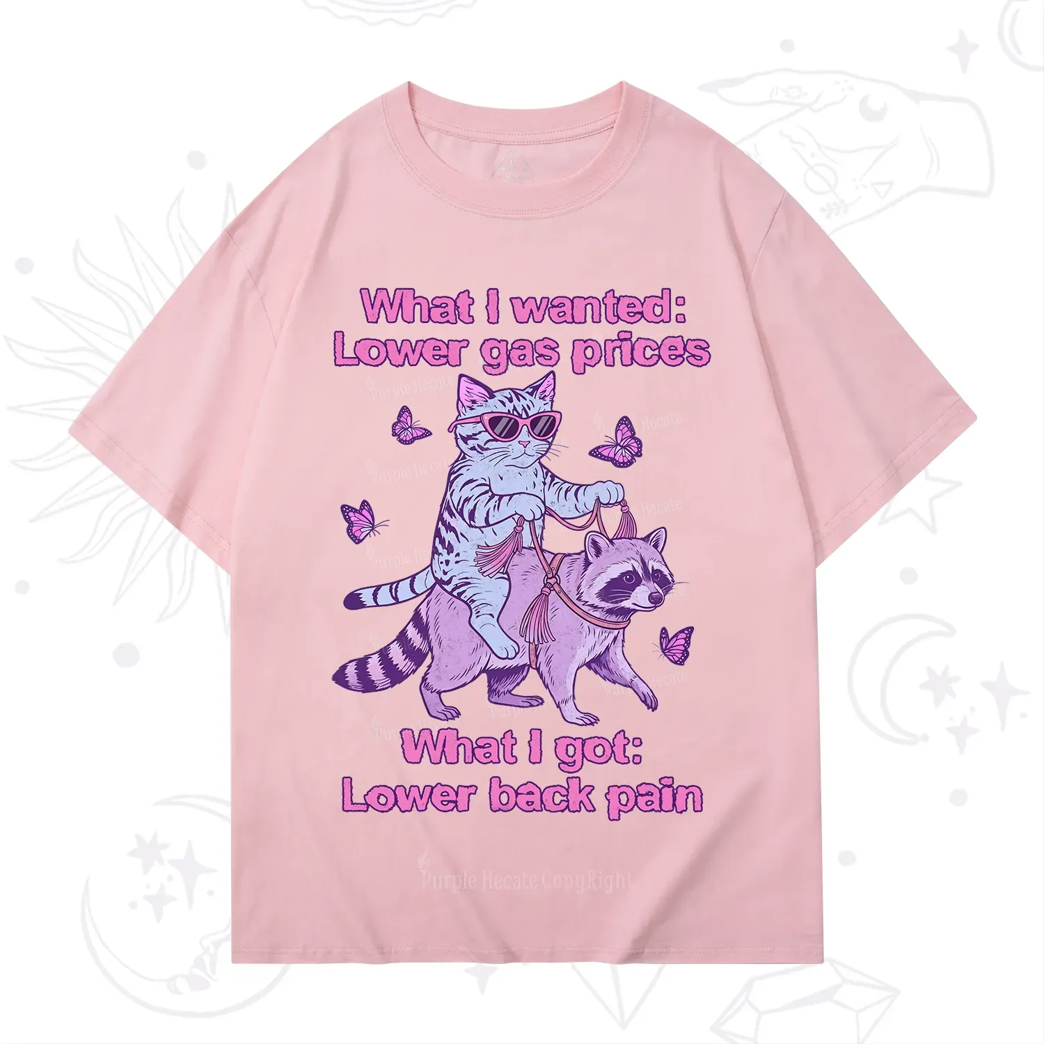 Purplehecate Lower Gas Prices Lower Back Pain Cat T-Shirt