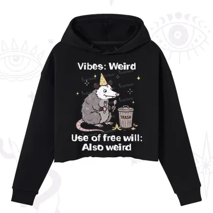 Purplehecate Weird Vibes Only Opossum Crop Hoodie