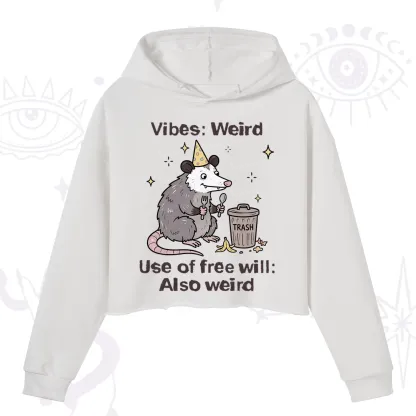 Purplehecate Weird Vibes Only Opossum Crop Hoodie