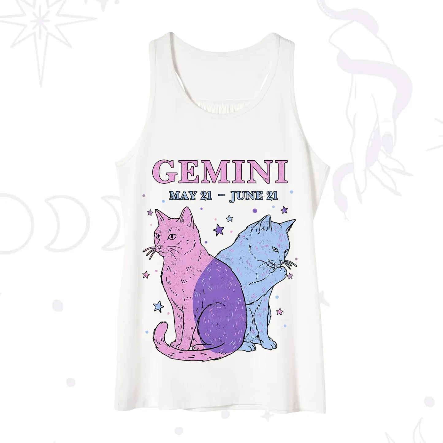 Purplehecate Gemini Zodiac Cats Tank