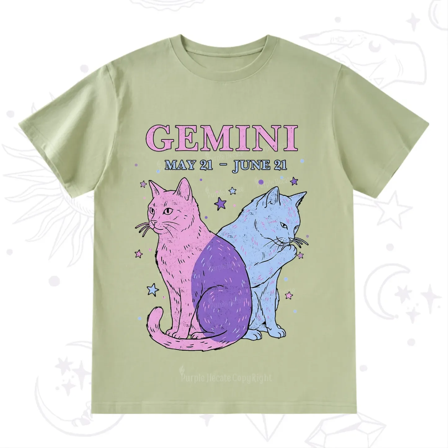 Purplehecate Gemini Zodiac Cats T-Shirt