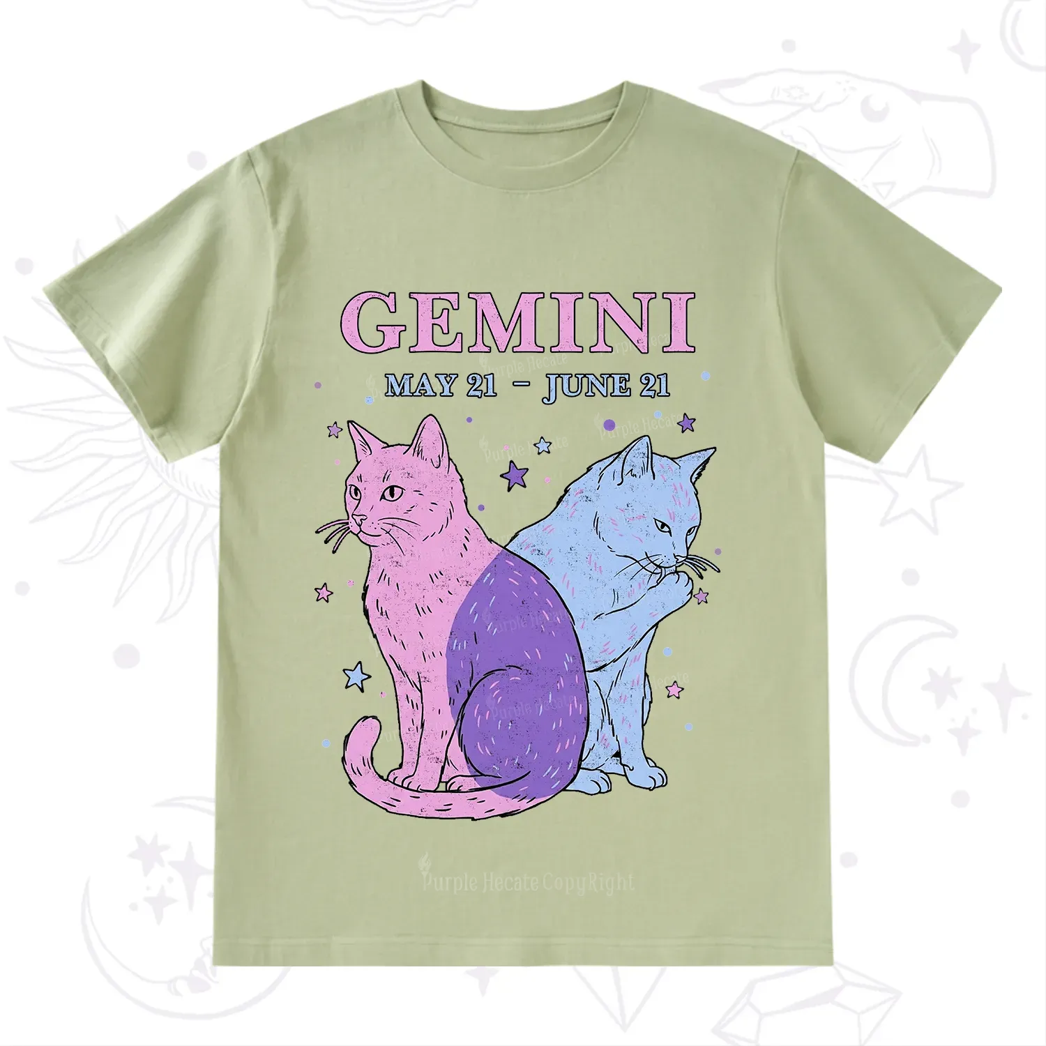 Purplehecate Gemini Zodiac Cats T-Shirt
