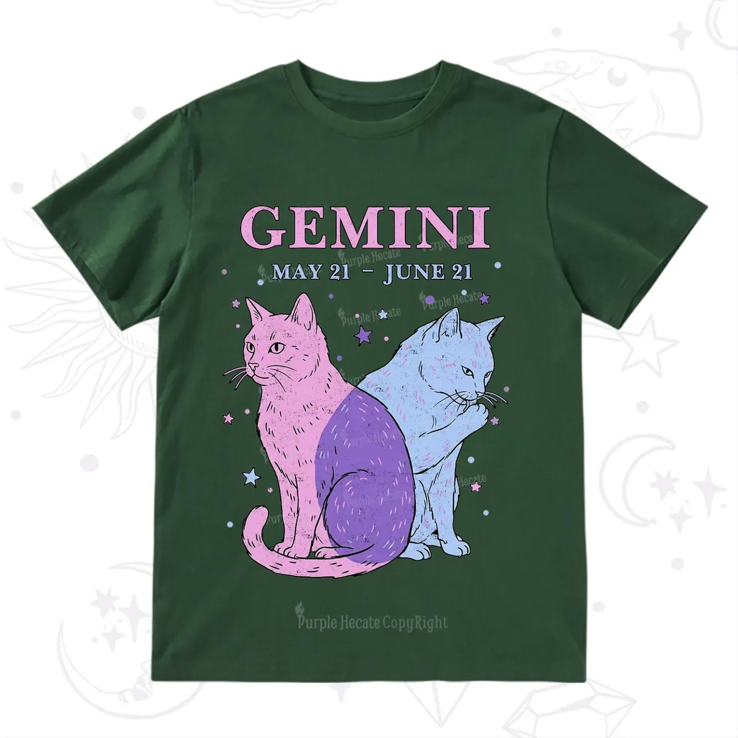 Purplehecate Gemini Zodiac Cats T-Shirt
