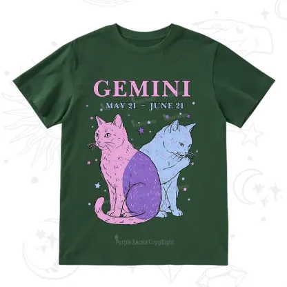 Purplehecate Gemini Zodiac Cats T-Shirt
