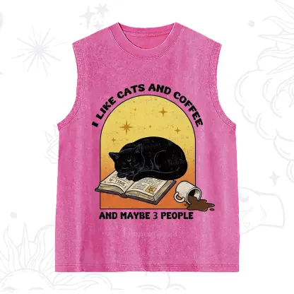 Purplehecate I Like Cats And Coffee Washed Tank