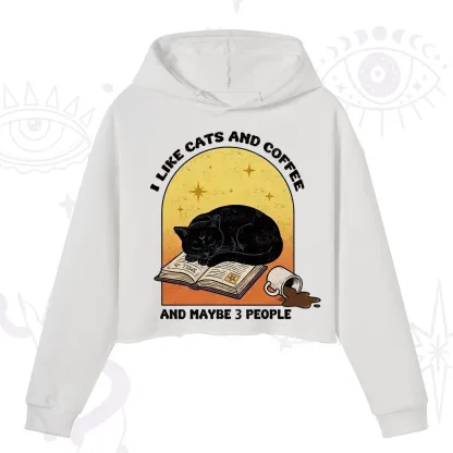 Purplehecate I Like Cats And Coffee Crop Hoodie