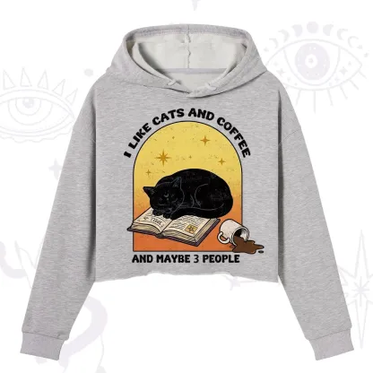 Purplehecate I Like Cats And Coffee Crop Hoodie