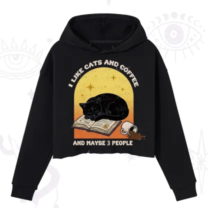 Purplehecate I Like Cats And Coffee Crop Hoodie