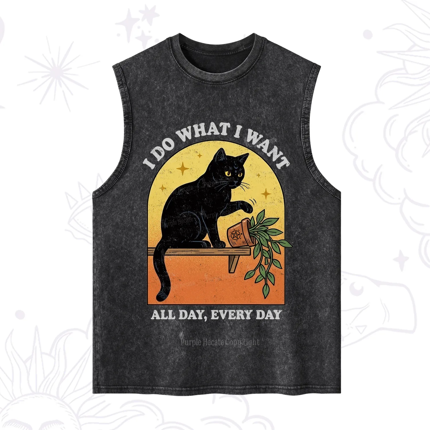 Purplehecate I Do What I Want Funny Black Cat Washed Tank