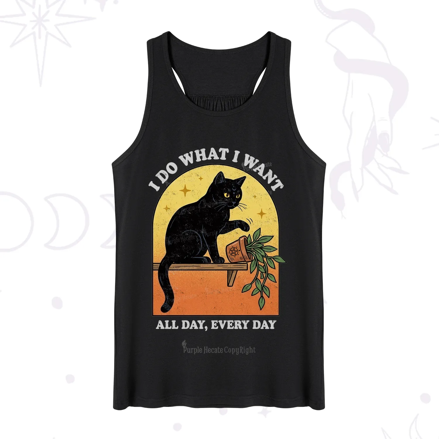 Purplehecate I Do What I Want Funny Black Cat Tank