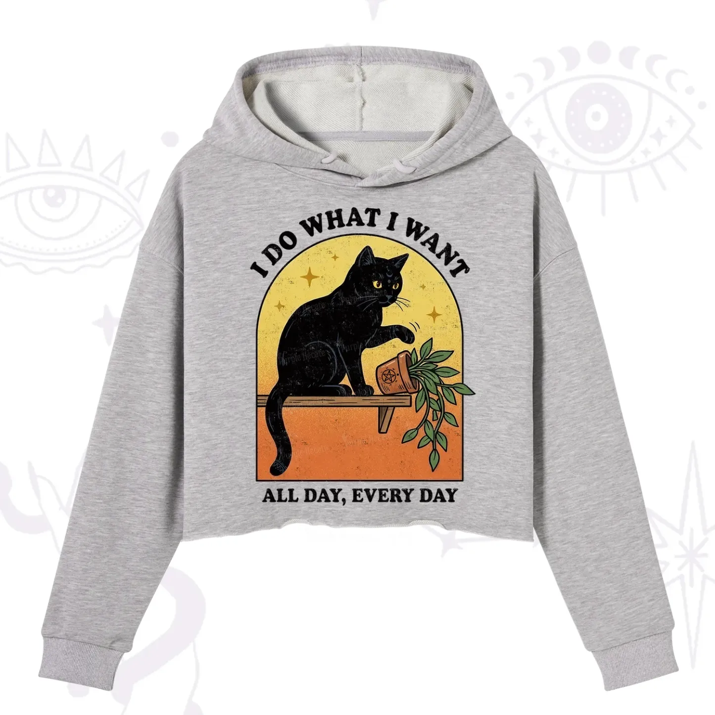 Purplehecate I Do What I Want Funny Black Cat Crop Hoodie