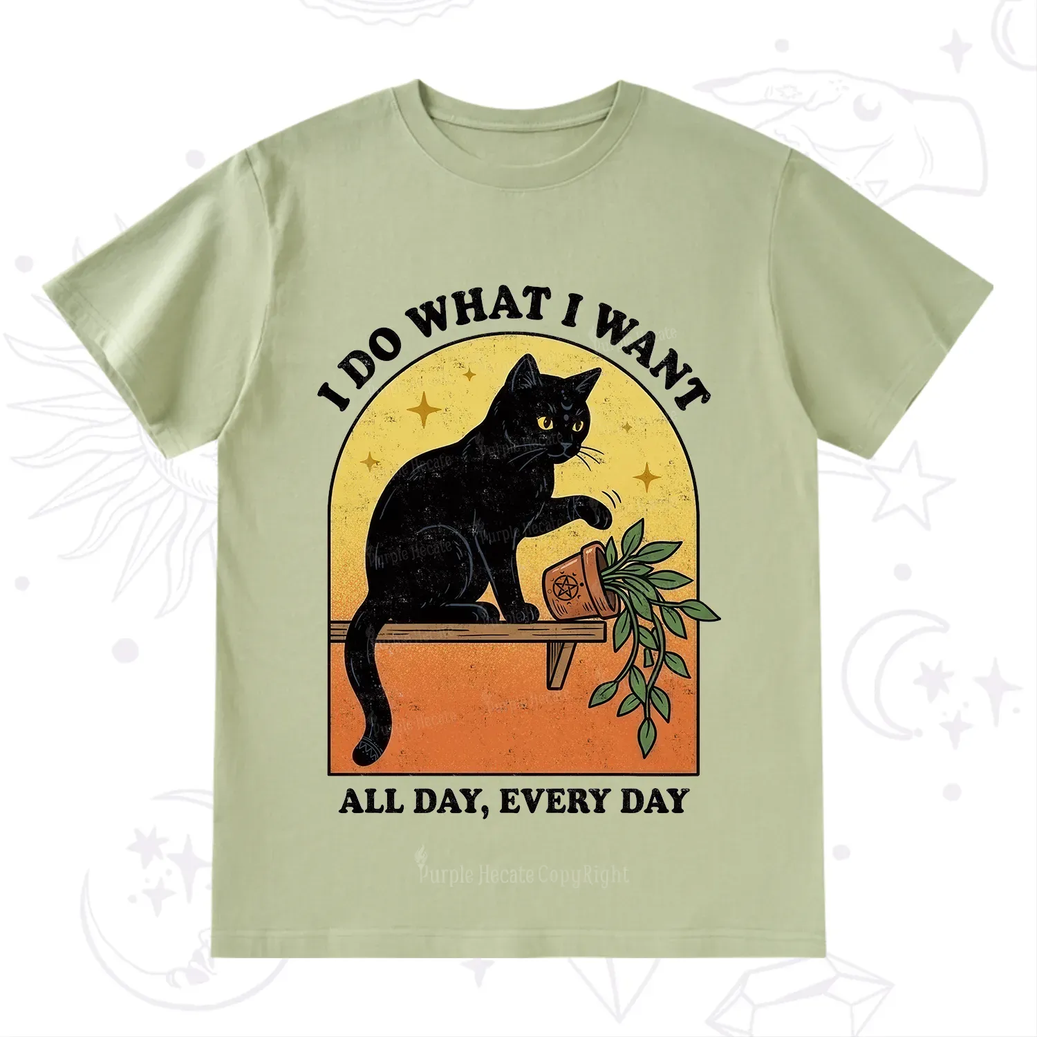 Purplehecate I Do What I Want Funny Black Cat T-Shirt