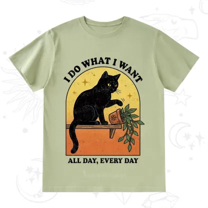 Purplehecate I Do What I Want Funny Black Cat T-Shirt