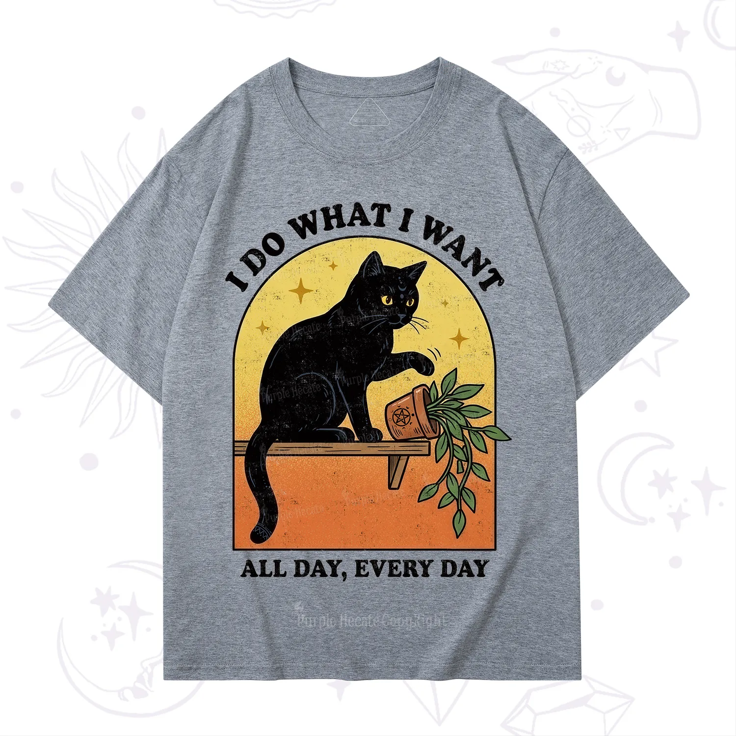 Purplehecate I Do What I Want Funny Black Cat T-Shirt