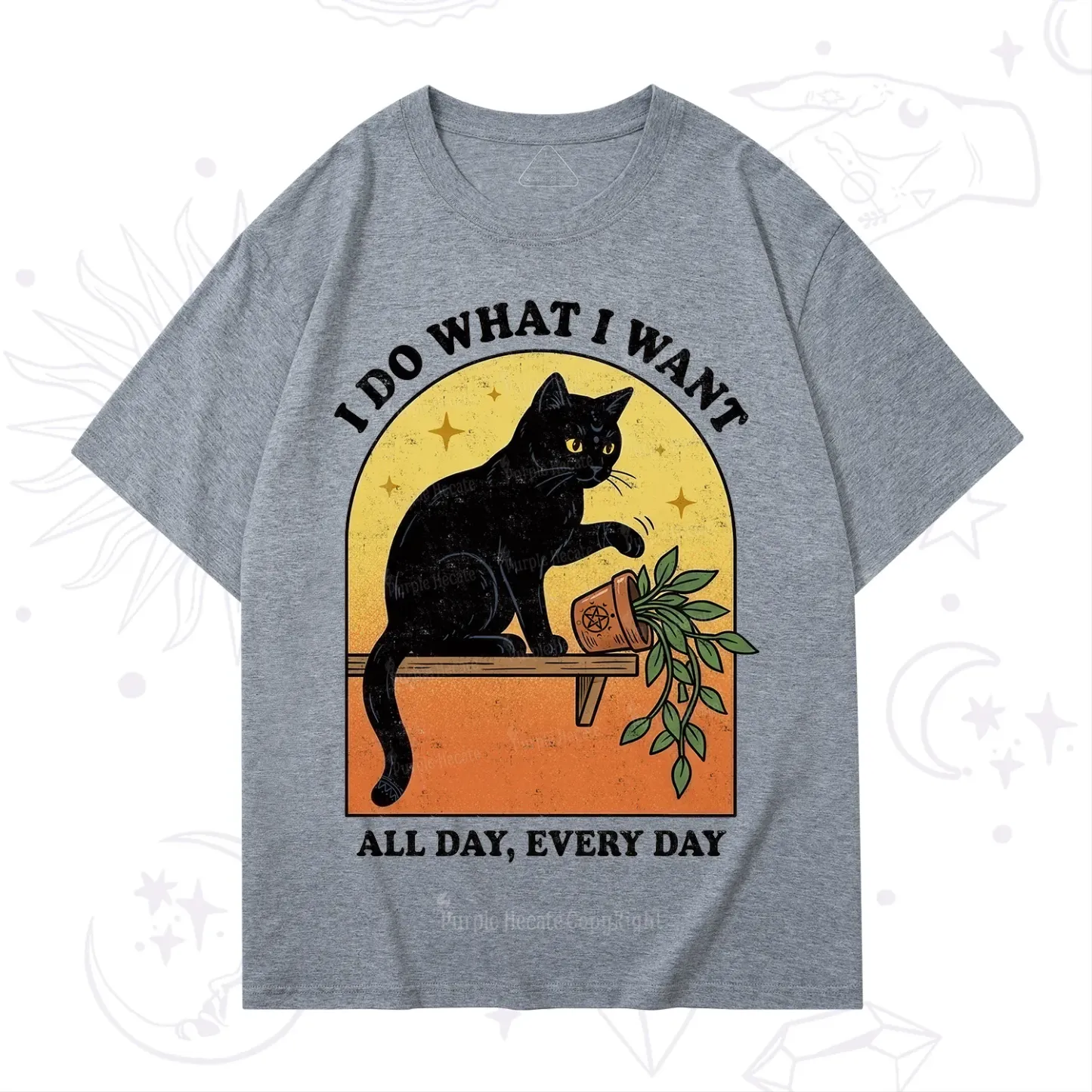 Purplehecate I Do What I Want Funny Black Cat T-Shirt