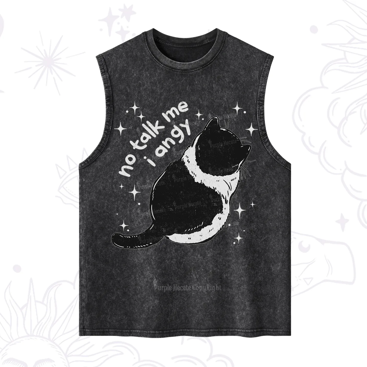 Purplehecate No Talk Me Im Angy Cat Washed Tank