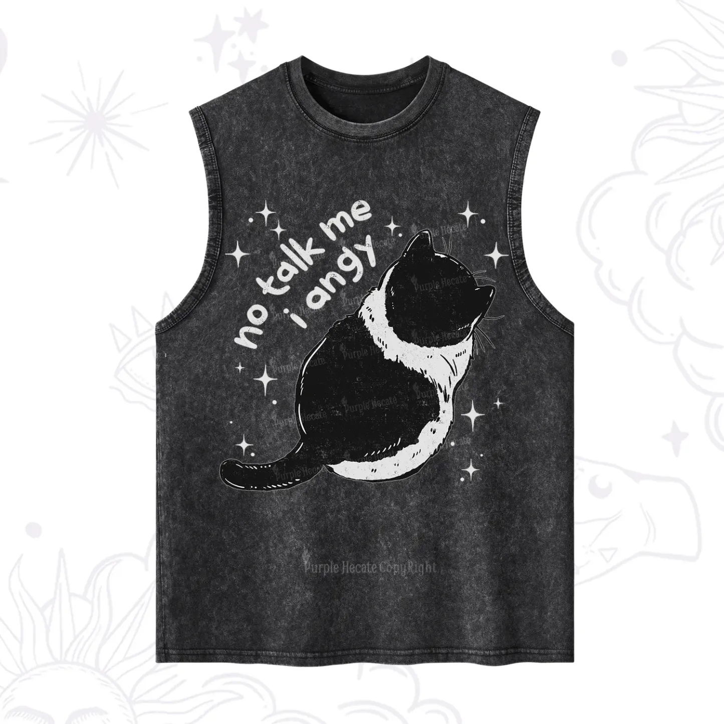 Purplehecate No Talk Me Im Angy Cat Washed Tank