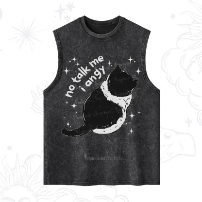 Purplehecate No Talk Me Im Angy Cat Washed Tank