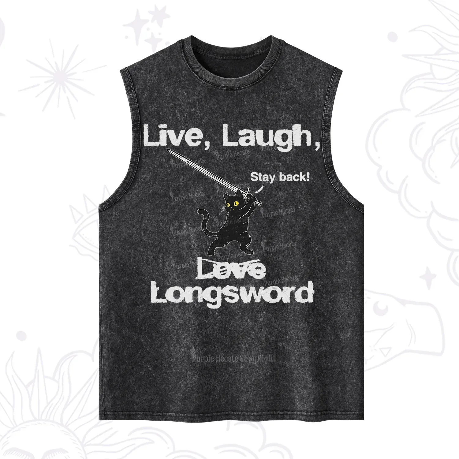 Purplehecate Live Laugh Love Longsword Washed Tank