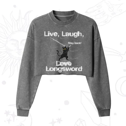 Purplehecate Live Laugh Love Longsword Cropped Washed Sweatshirt