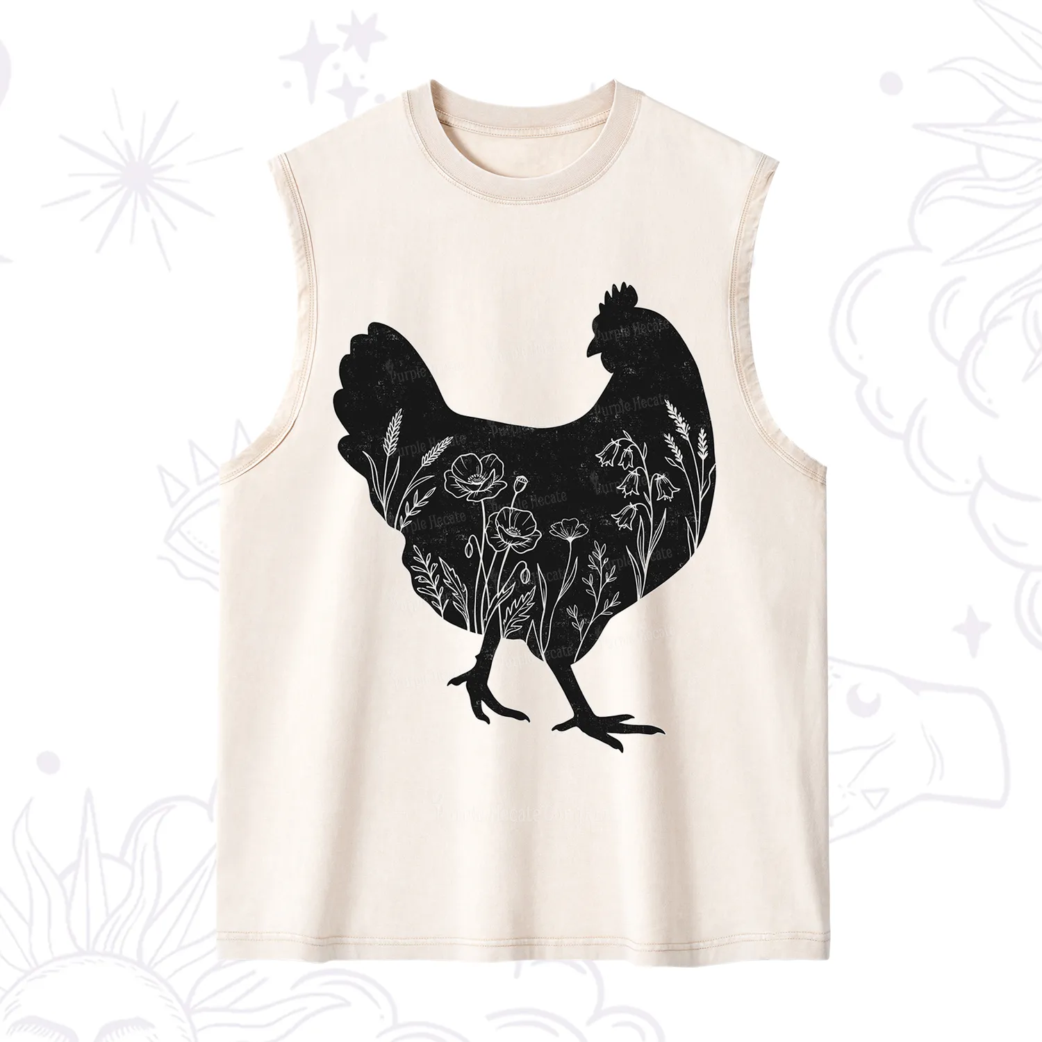 Purplehecate Floral Chicken Washed Tank