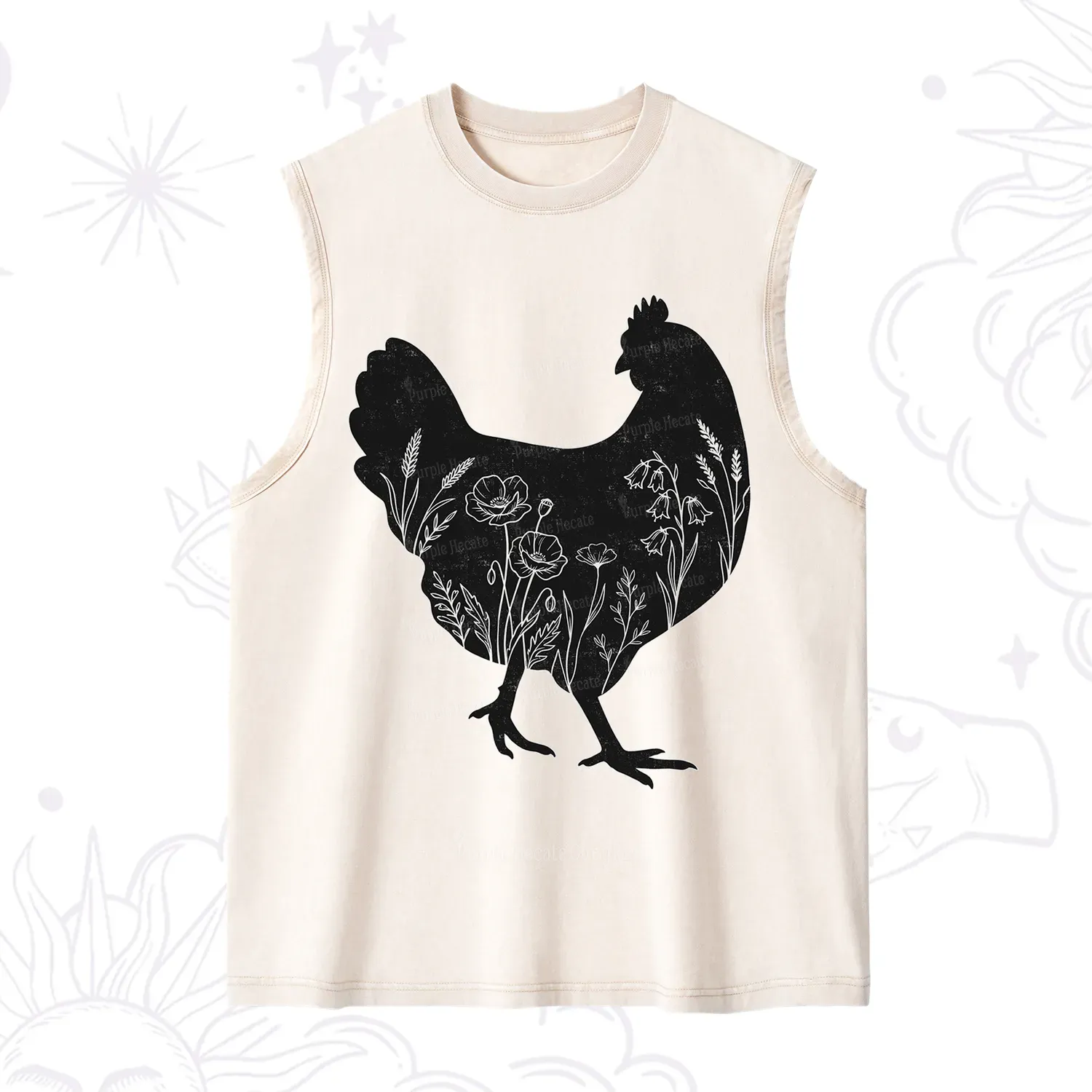 Purplehecate Floral Chicken Washed Tank