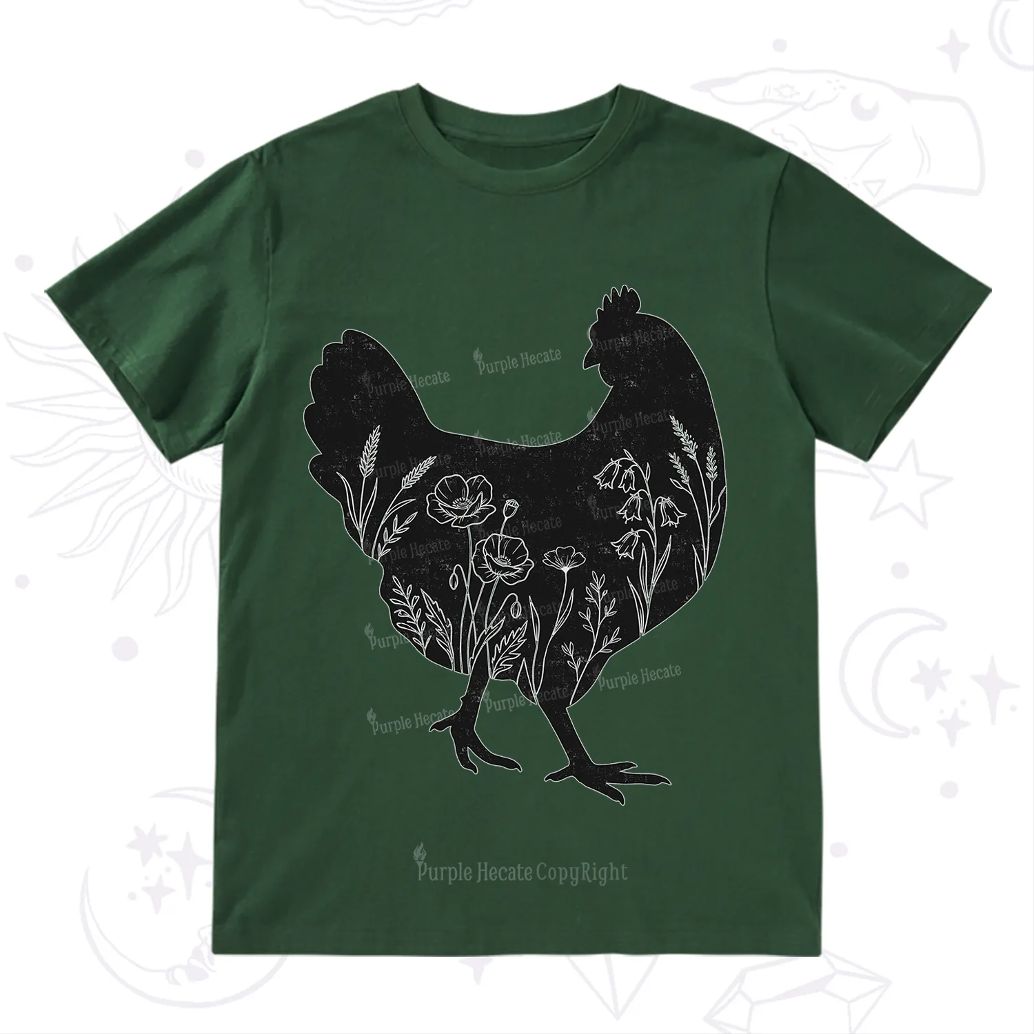 Purplehecate Floral Chicken T-Shirt