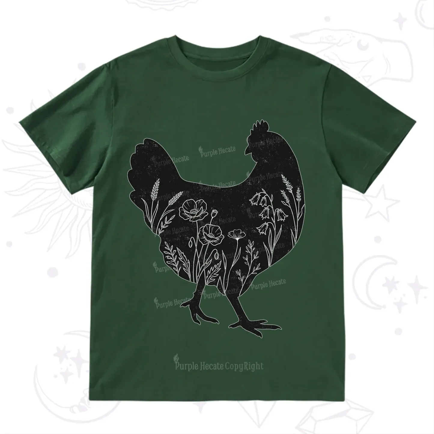 Purplehecate Floral Chicken T-Shirt