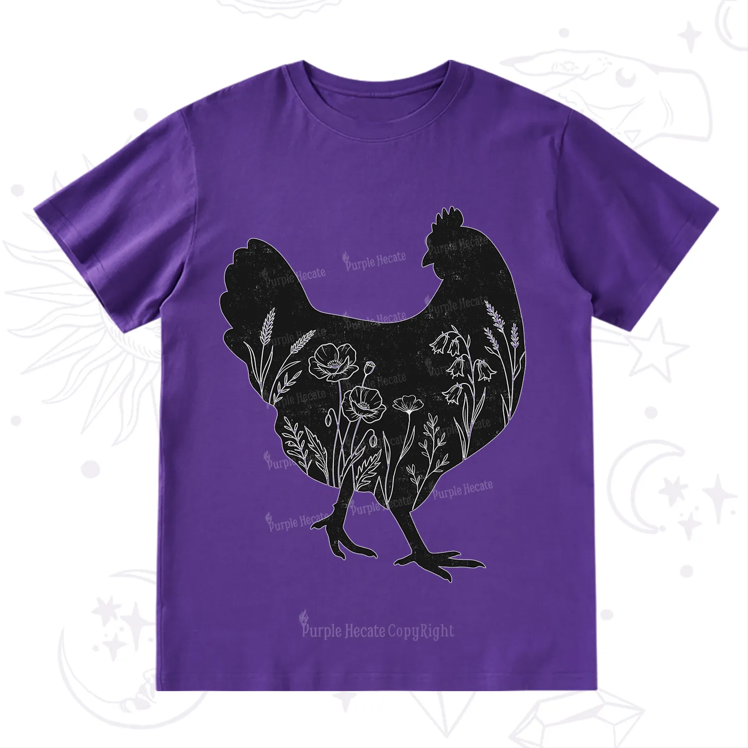 Purplehecate Floral Chicken T-Shirt