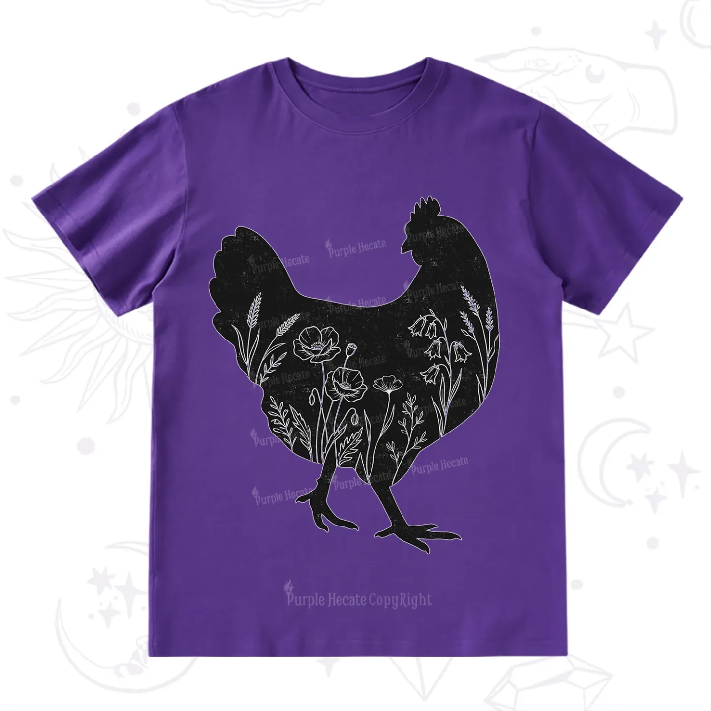 Purplehecate Floral Chicken T-Shirt